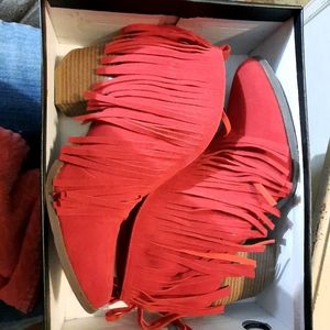 Red Fringe Boots